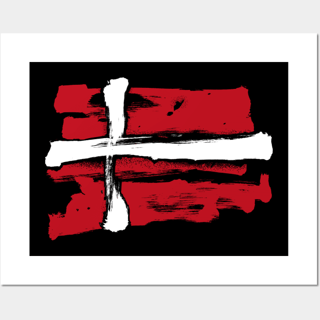 Denmark Flag - Pencil Strokes - Pirates Style Wall Art by Nikokosmos